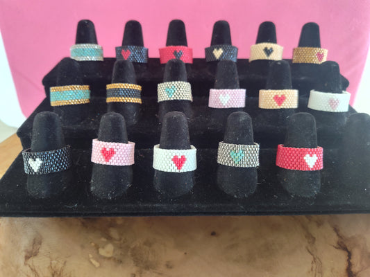 Miyuki Delica Glass Beaded Heart Ring