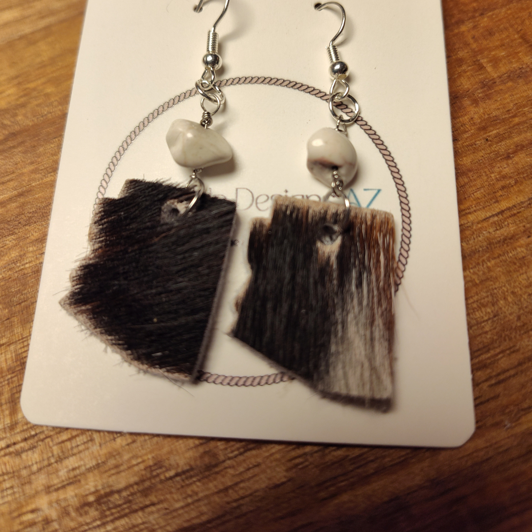 State of AZ upcycled brown cowhide dangle earrings